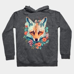 Enchanting Fox Reverie: Vintage Floral Delight Hoodie